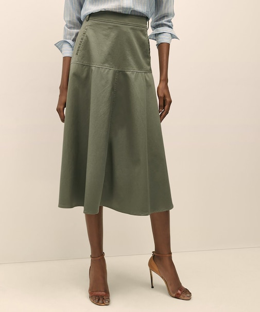 ストレッチコットンサテン Aラインスカート