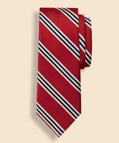 シルク　BB#1ストライプ　レップタイ　Made in USA