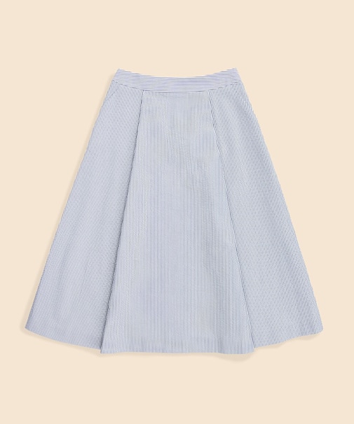 コットン　シアサッカーストライプ　ミディサーキュラースカート