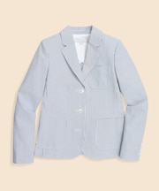 コットン　シアサッカーストライプ　３ボタンジャケット