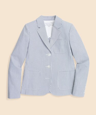 コットン シアサッカーストライプ 3ボタンジャケット