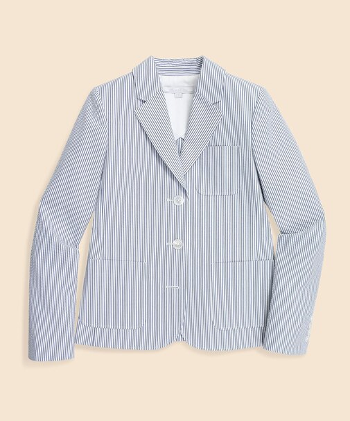 コットン シアサッカーストライプ 3ボタンジャケット