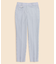 コットン　シアサッカーストライプ　プレーンフロント　クロップドパンツ