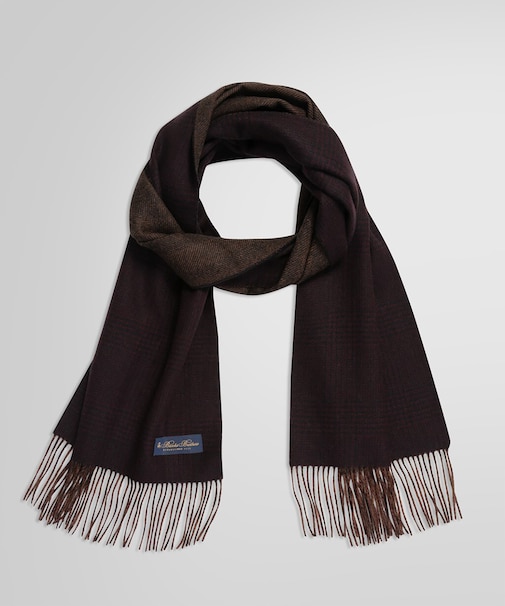 カシミヤ グレンチェック/ヘリンボーン ダブルフェイス マフラー