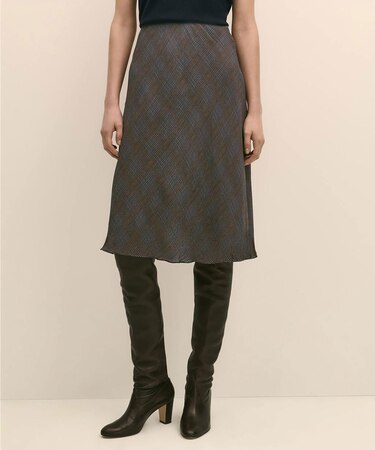 レーヨンシフォン　グレンチェック　フレアスカート