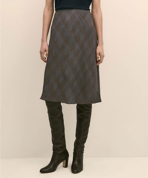 レーヨンシフォン　グレンチェック　フレアスカート