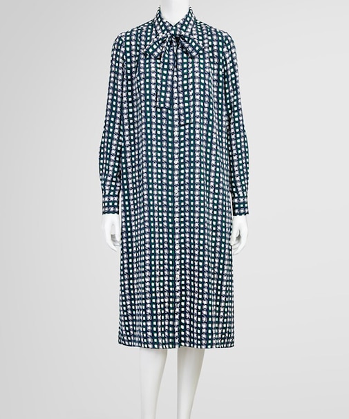 ポリエステルファイユ ロングスリーブ ソフトシャツワンピース