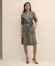 リヨセル ベルテッド ソフトユーティリティシャツドレス