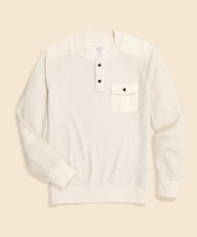 コットンブレンド　サーマル　ヘンリーネックシャツ