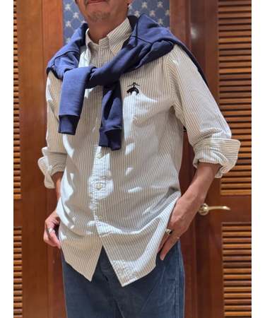 ◆オンラインストア限定◆ コットンオックスフォード ビッグGFロゴ オルタネイトストライプ カジュアルシャツ Traditional Fit