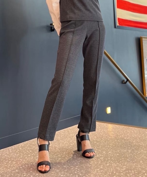 ポリエステル／コットン　サイドジップ　クロップドパンツ