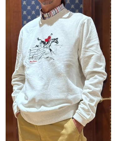コットンフレンチテリー ポールブラウン エンブロイダリー スウェットシャツ