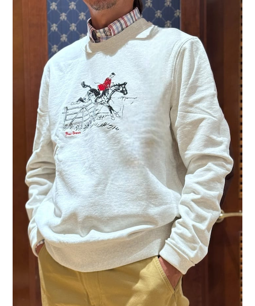 コットンフレンチテリー ポールブラウン エンブロイダリー スウェットシャツ