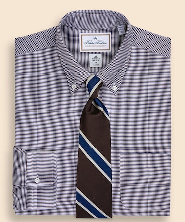 ラグジュアリー コットン ハウンドトゥース ドレスシャツ Regular Fit