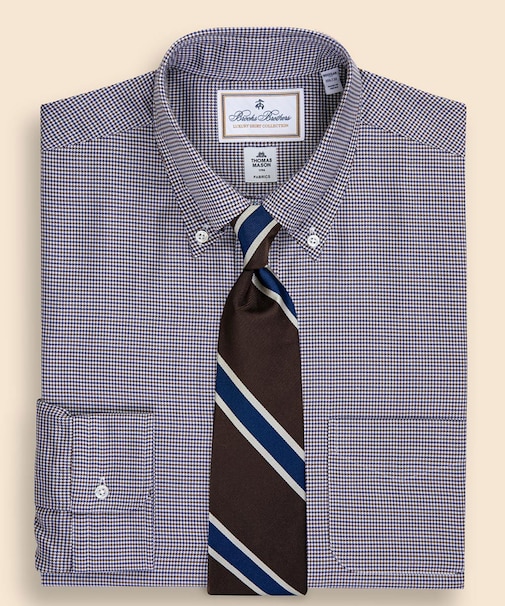 ラグジュアリー コットン ハウンドトゥース ドレスシャツ Regular Fit