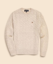 ラムズウール　GFロゴ　ケーブル　クルーネックセーター