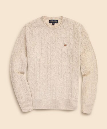 ラムズウール GFロゴ ケーブル クルーネックセーター