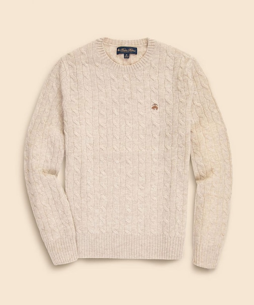 ラムズウール GFロゴ ケーブル クルーネックセーター