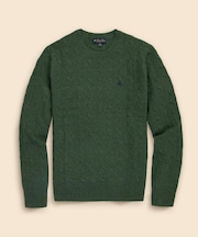 ラムズウール　GFロゴ　ケーブル　クルーネックセーター