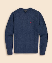 ラムズウール　GFロゴ　ケーブル　クルーネックセーター