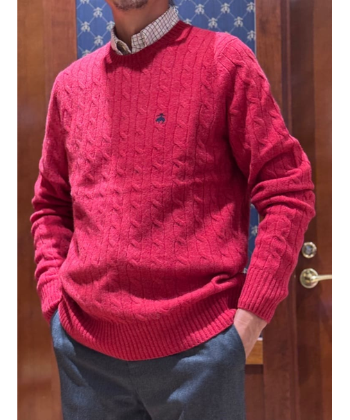 ラムズウール GFロゴ ケーブル クルーネックセーター