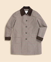 コットン／ナイロン　ボンディング　チェック　ステンカラーコート