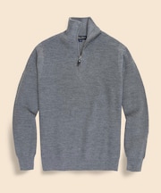 ウール　リブニット　ハーフジップ　モックネックセーター