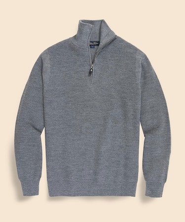 ウール　リブニット　ハーフジップ　モックネックセーター