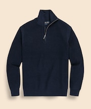 ウール リブニット ハーフジップ モックネックセーター