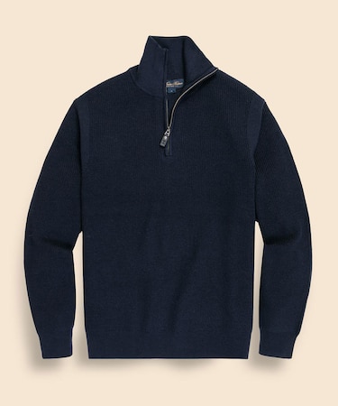 ウール　リブニット　ハーフジップ　モックネックセーター