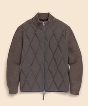 ストレッチナイロン／コットンブレンド　ニット×キルティング　ダウンジャケット