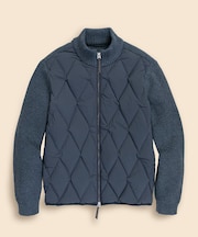 ストレッチナイロン／コットンブレンド　ニット×キルティング　ダウンジャケット