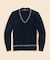 ウール　ケーブル　フェアアイルトリム　Vネックテニスセーター