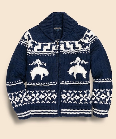 ウール　GFロゴ　フルジップ　カウチンセーター