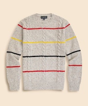 メリノウール　ドネガル　ストライプ　クルーネックセーター