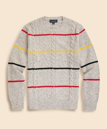 メリノウール ドネガル ストライプ クルーネックセーター