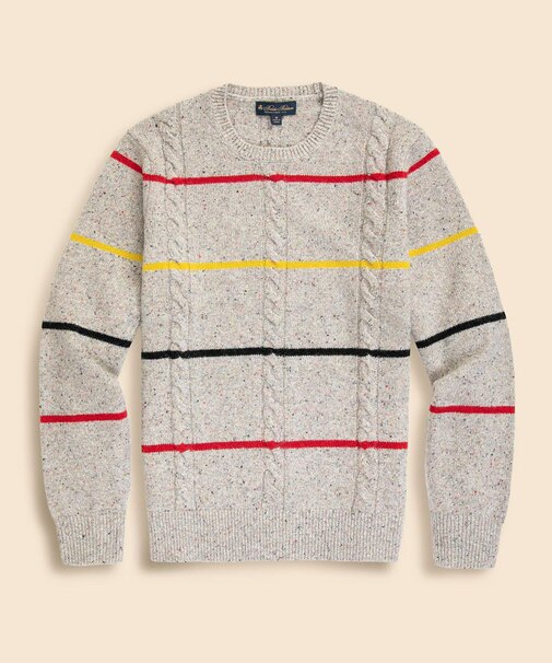 メリノウール ドネガル ストライプ クルーネックセーター