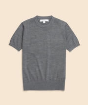 メリノウール　ショートスリーブ　クルーネックセーター