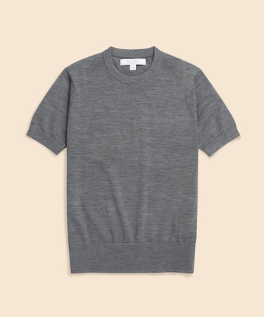 メリノウール　ショートスリーブ　クルーネックセーター