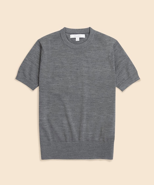 メリノウール　ショートスリーブ　クルーネックセーター