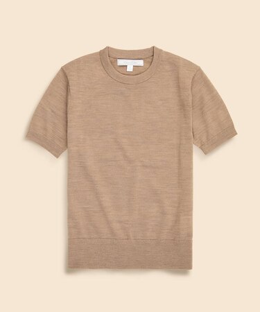 メリノウール　ショートスリーブ　クルーネックセーター