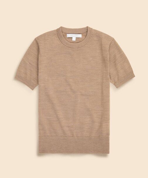 メリノウール　ショートスリーブ　クルーネックセーター