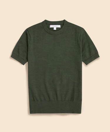 メリノウール　ショートスリーブ　クルーネックセーター