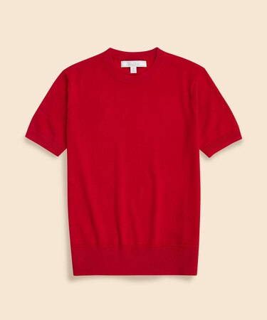 メリノウール　ショートスリーブ　クルーネックセーター