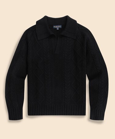 ウール アーカイブ ジョニーカラー フィッシャーマンズセーター