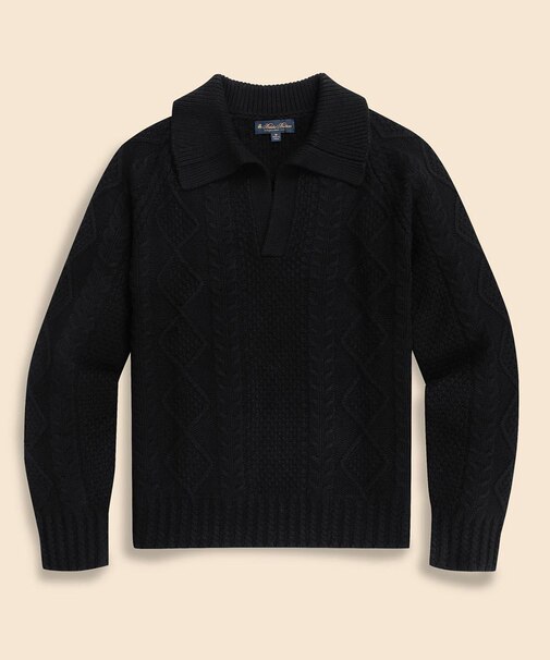 ウール アーカイブ ジョニーカラー フィッシャーマンズセーター