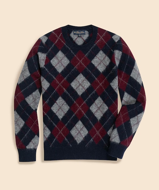 ブラッシュドウール アーガイル クルーネックセーター