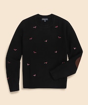 ウール　フェザントエンブロイダリー　クルーネックセーター