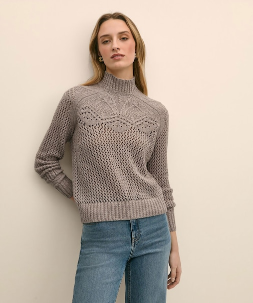 ウール ポインテール モックネックセーター