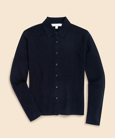 コットン　マーセライズ　ポロカーディガン